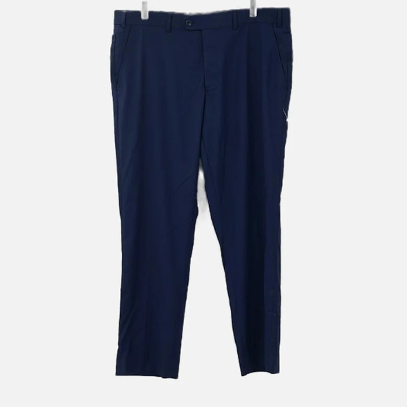 Perry Ellis Portfolio Flat Front Hemmed Dress Pants in Blue - NWOT - Size 38 - Picture 1 of 5